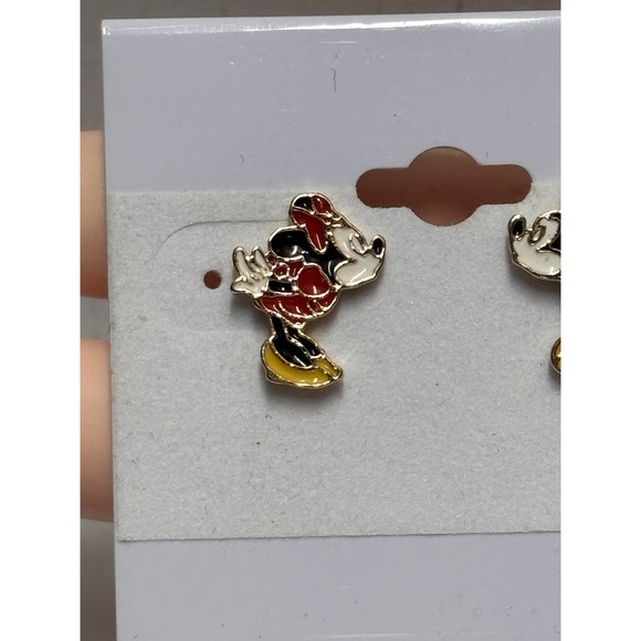 Disney Mickey and‎ Minnie Mouse Enamel Post Stud Pieced Earrings Gold Tone - Picture 8 of 12